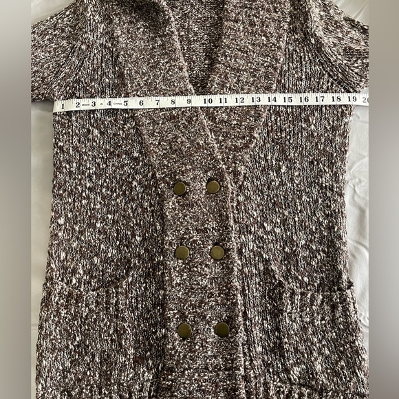 LA made Wool Blend Women’s Brown and White Button Up Cardigan Size Medium - Picture 7 of 8